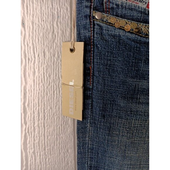 Diesel LOWKY Jeans Womens 28 x 33 Blue Denim Sequin 0071L-STRETCH $320 New - Picture 6 of 10